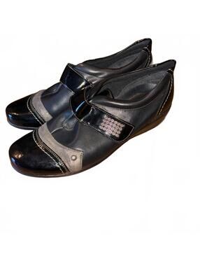 Remonte Women's Black Gray Leather Shoes Velcro Strap Comfort Luxury EUR 40 US 9